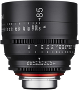 85mm T1.5 MFT lens, front view showing aperture ring and red alignment accent