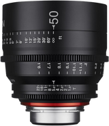 50mm T1.5 cine lens with engraved distance scale and red ring at mount