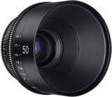 50mm T1.5 cine lens front, glass element and textured focus ring