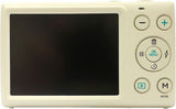 Off-white compact digital camera back with LCD screen and control buttons