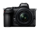 Front view of black mirrorless camera with NIKKOR 24-50mm lens and Fn buttons