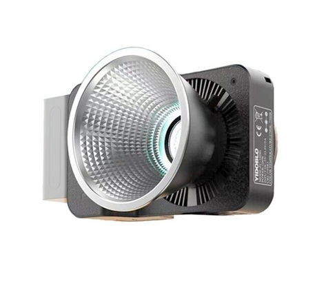 Portable COB LED video light with silver reflector and black housing