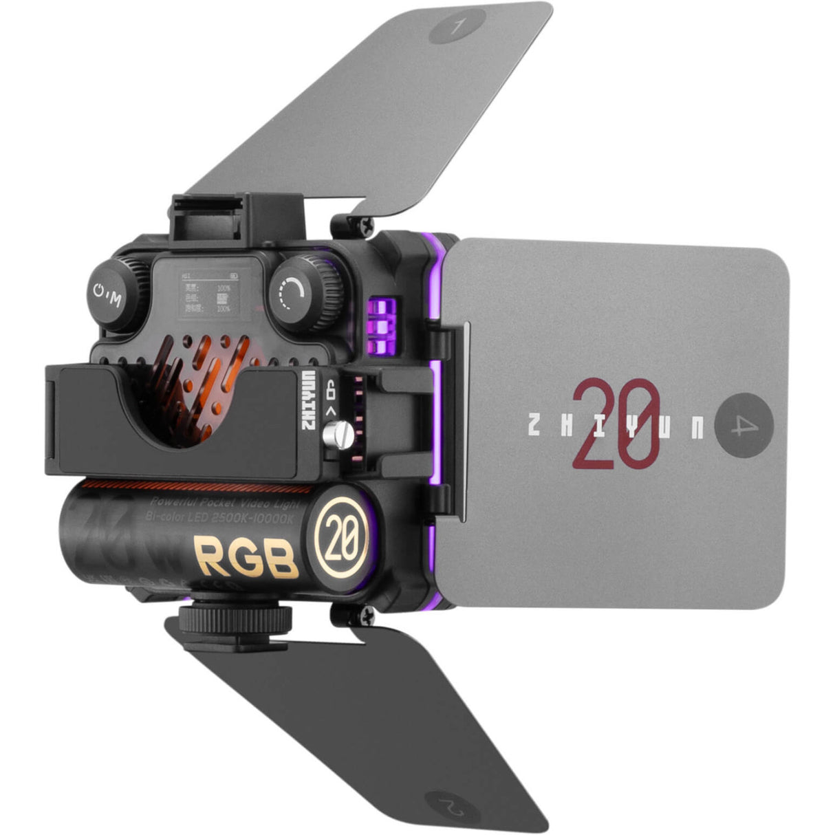 Lanternă video LED RGB Zhiyun cu panou lateral mare și ecran de control