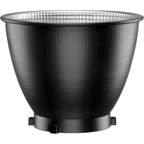 LED reflector head front view with textured grid and metal rim