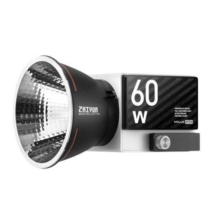 Molus G60 60W LED mini reflector light, open reflector head and display, black/white