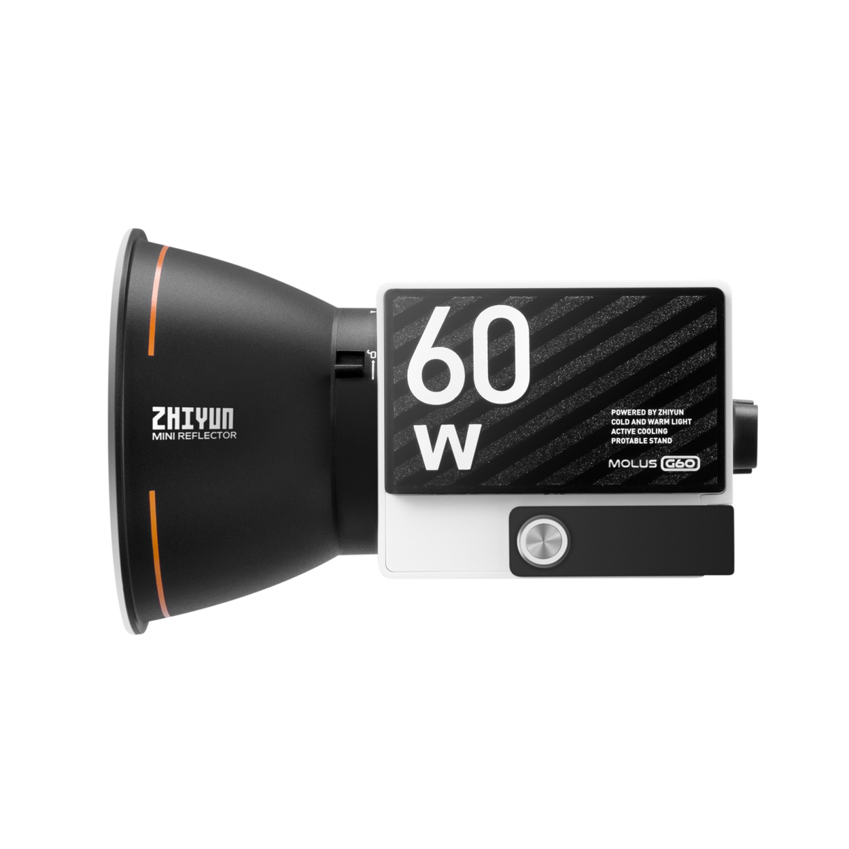 Molus G60 60W LED mini reflector with control panel and vented body, black/white
