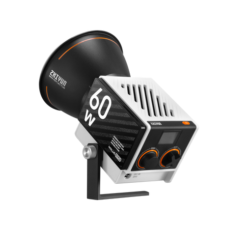 Molus G60 60W LED light with control screen and dimmer knobs, black/white body