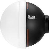 Diffusion dome cover on LED light head, with black mounting side visible