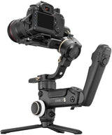 Crane 3S 3-axis gimbal holding a DSLR camera with side control buttons
