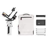3-axis gimbal kit with white carrying pouch, case, and black mounting accessories