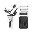 3-axis camera stabilizer gimbal with white handle and black motor arms