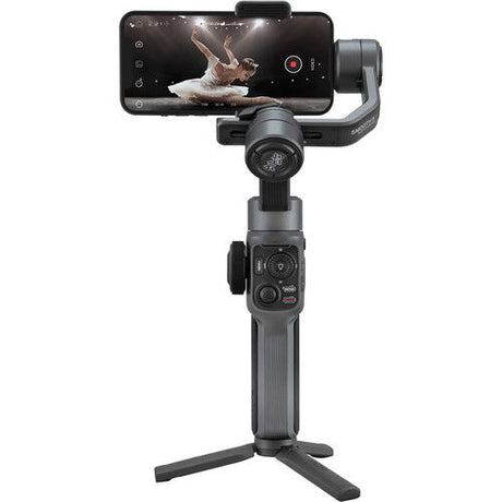 3-axis smartphone gimbal stabilizer with phone clamp and tripod base stand