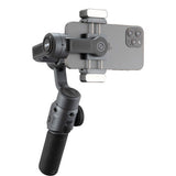 Side view smartphone gimbal stabilizer with phone mount and adjustable arm grips