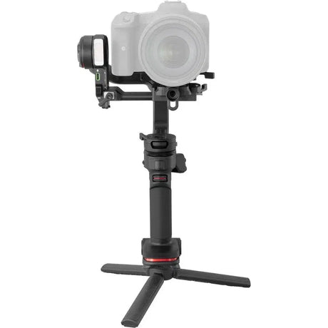 Stabilizator cu LED și microfon integrat, cameră foto albă montată
