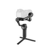 Weebill 3S gimbal on tripod stand with mounted action camera, black