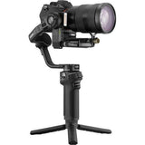 Weebill 3S motorized gimbal holding a camera with long lens, black