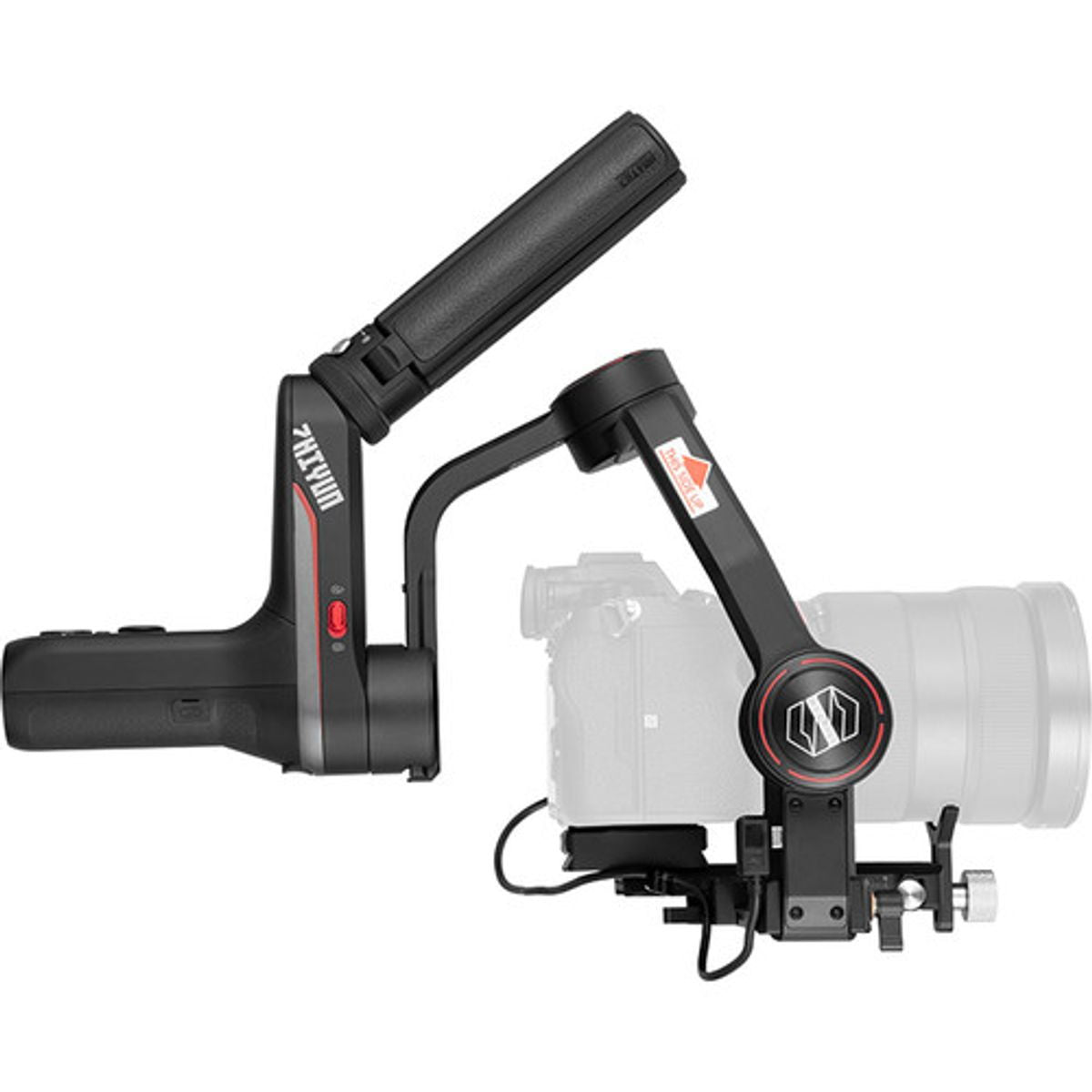 3-axis gimbal stabilizer with side control wheel and extended handle, black