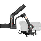 3-axis gimbal stabilizer with side control wheel and extended handle, black