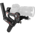 3-axis handheld camera stabilizer gimbal with black handle and mounting plate