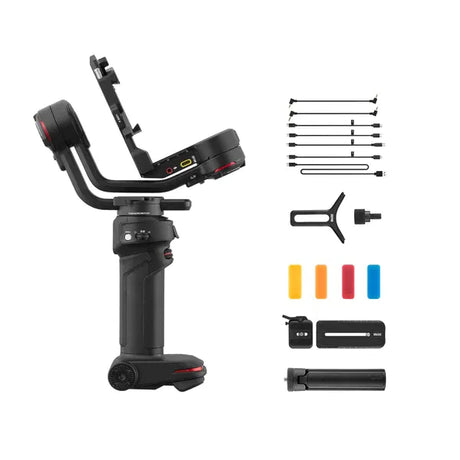 Stabilizator cu LED și microfon integrat, set accesorii și șuruburi