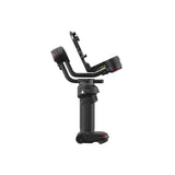 Stabilizator cu LED și microfon integrat, vedere din spate cu mâner negru