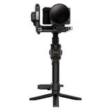 Stabilizator gimbal pentru cameră cu mâner și trepied, vedere laterală