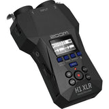 H1 XLR handheld recorder angled view with LCD display and mixer/marker controls