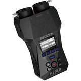 H1 XLR recorder with LCD screen, blue buttons, and side panel input controls