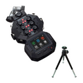 Black 12-channel audio recorder with touchscreen, control knobs, and XLR input ports