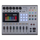 PodTrak P8 rear panel view with multiple XLR ports and colorful audio jacks