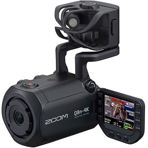 Zoom Q8n-4K handy video recorder with flip screen and top-mounted mic