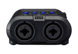 Bottom of Zoom R4 MultiTrak with two mounting holes and rear connector ports